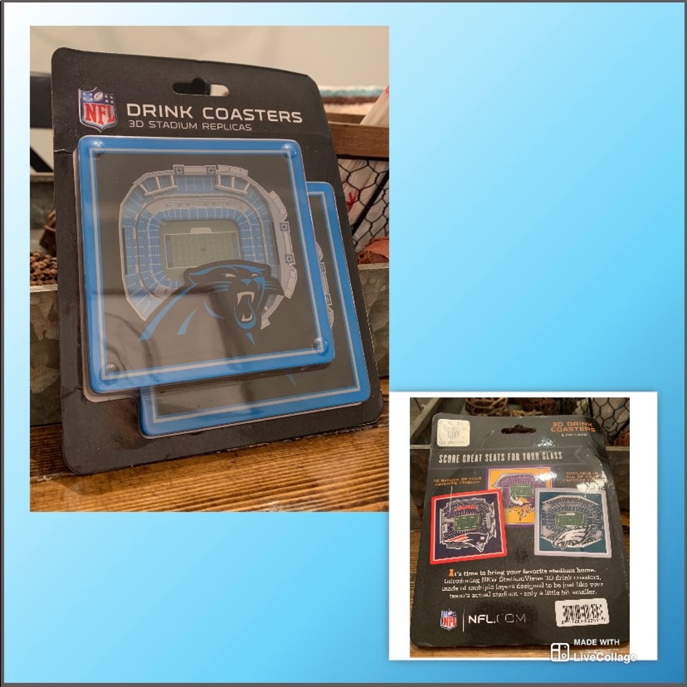 BNIP || Carolina Panthers 3D Coasters || 2-pack